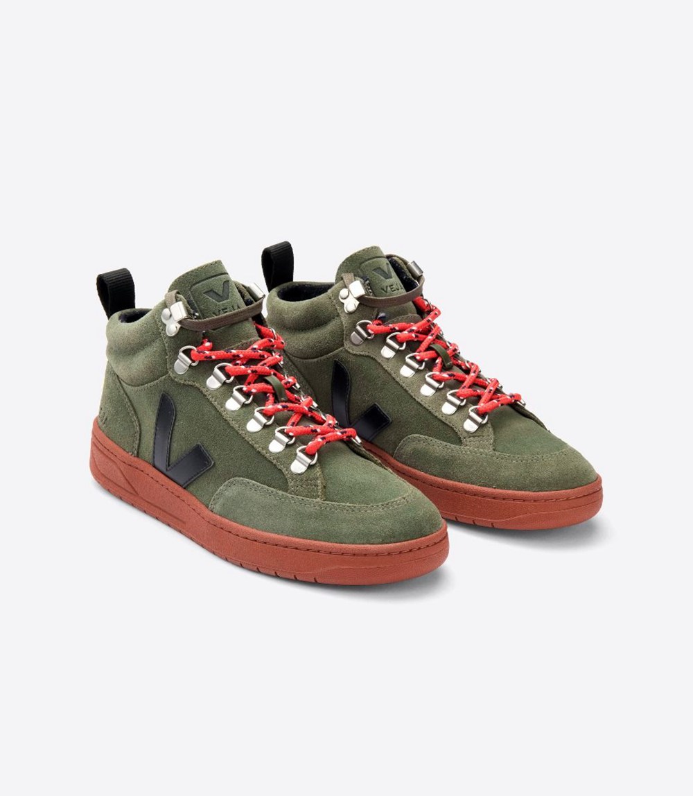 Veja Trainers Mens Olive/Black - Roraima Suede - LDZF-29563